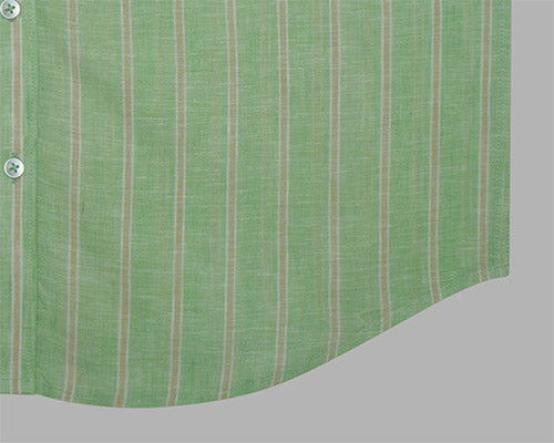 Men's Cotton Linen Balance Striped Half Sleeves Shirt (Pistachio Green) FSH700916_6