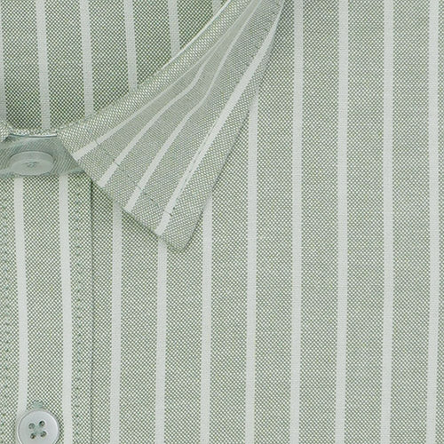 Men's 100% Cotton Chalk Striped Half Sleeves Shirt (Pistachio Green) FSH800116_2