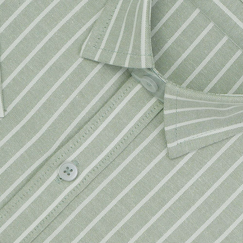 Men's 100% Cotton Chalk Striped Half Sleeves Shirt (Pistachio Green) FSH800116_3