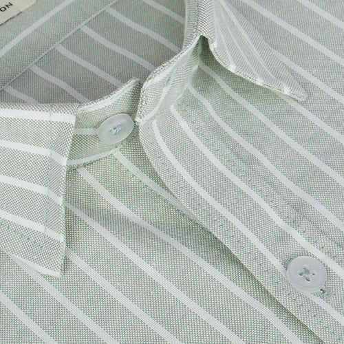 Men's 100% Cotton Chalk Striped Half Sleeves Shirt (Pistachio Green) FSH800116_4