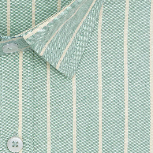 Men's 100% Cotton Chalk Striped Half Sleeves Shirt (Pistachio Green) FSH800316_2