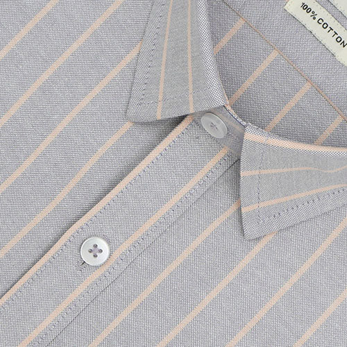 Men's 100% Cotton Chalk Striped Half Sleeves Shirt (Misty Blue) FSH800369_2
