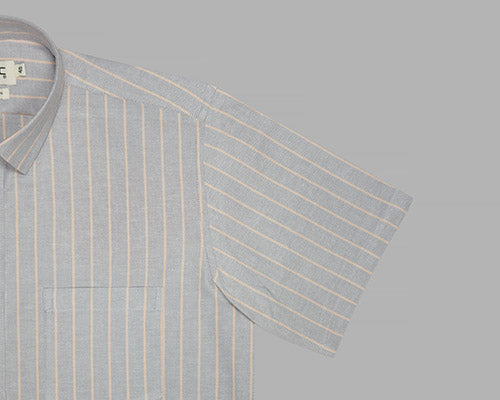 Men's 100% Cotton Chalk Striped Half Sleeves Shirt (Misty Blue) FSH800369_5