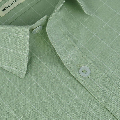 Men's 100% Cotton Graph Checkered Half Sleeves Shirt (Pistachio Green) FSH801916_4