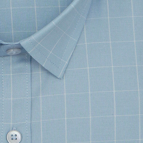 Men's 100% Cotton Graph Checkered Half Sleeves Shirt (Blue) FSH801947_2