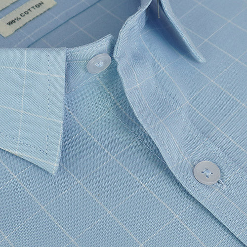 Men's 100% Cotton Graph Checkered Half Sleeves Shirt (Blue) FSH801947_4