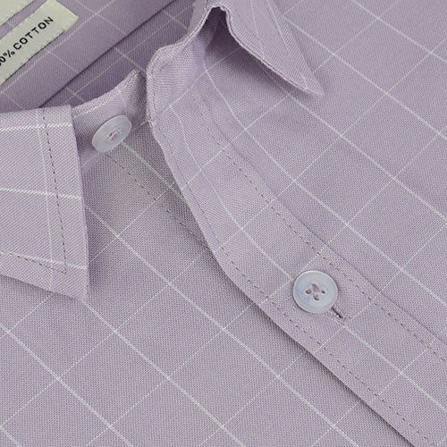 Men's 100% Cotton Graph Checkered Half Sleeves Shirt (Light Purple) FSH801966_2