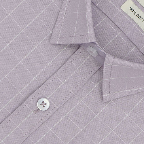 Men's 100% Cotton Graph Checkered Half Sleeves Shirt (Light Purple) FSH801966_4