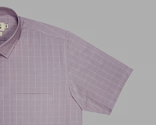 Men's 100% Cotton Graph Checkered Half Sleeves Shirt (Light Purple) FSH801966_5