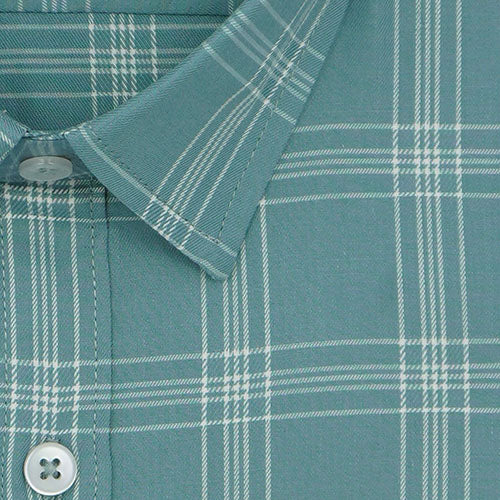 Men's 100% Cotton Windowpane Checkered Half Sleeves Shirt (Sea Green) FSH802214_2