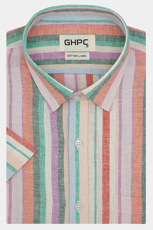 Men's Cotton Linen Roman Striped Half Sleeves Shirt (Multicolor) FSH802853_2_33c1beda-07ab-435f-93e9-72299072d721