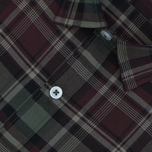 Men's 100% Cotton Plaid Checks Half Sleeves Shirt (Maroon)