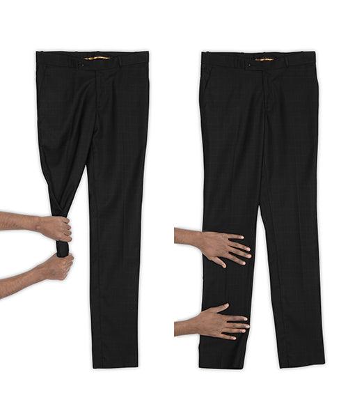 GHPC Polyester Lycra Checkered Streatchable Pant for Men (Black)