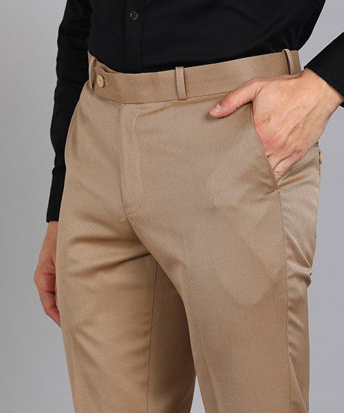 GHPC Polyester Pin Checks Pant for Men (Khaki)