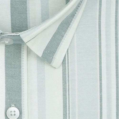 Men's 100% Cotton Balance Striped Half Sleeves Shirt (Green)