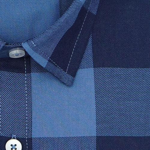 Men's 100% Cotton Big / Buffalo Checkered Full Sleeves Shirt (Blue)