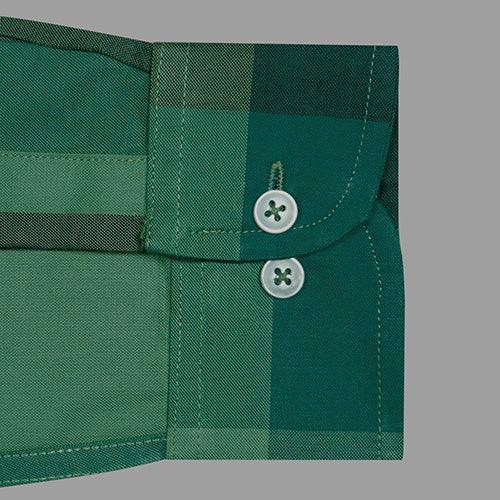 Men's 100% Cotton Big / Buffalo Checkered Full Sleeves Shirt (Green)