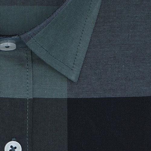 Men's 100% Cotton Big / Buffalo Checkered Full Sleeves Shirt (Misty Blue)