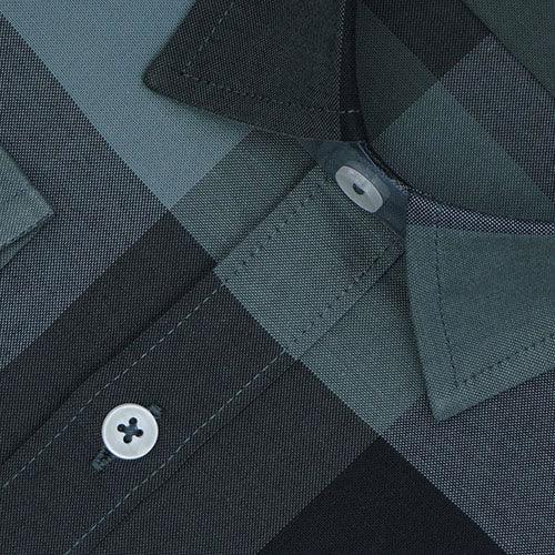 Men's 100% Cotton Big / Buffalo Checkered Full Sleeves Shirt (Misty Blue)