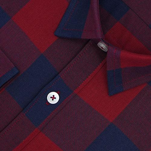 Men's 100% Cotton Big / Buffalo Checkered Full Sleeves Shirt (Red)