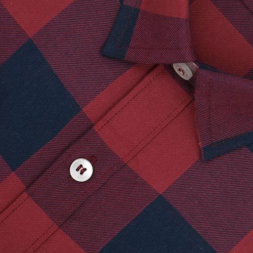 Men's 100% Cotton Big / Buffalo Checkered Half Sleeves Shirt (Red)