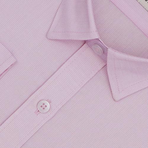 Men's 100% Cotton Bird's Eye Self Design Full Sleeves Shirt (Pink)