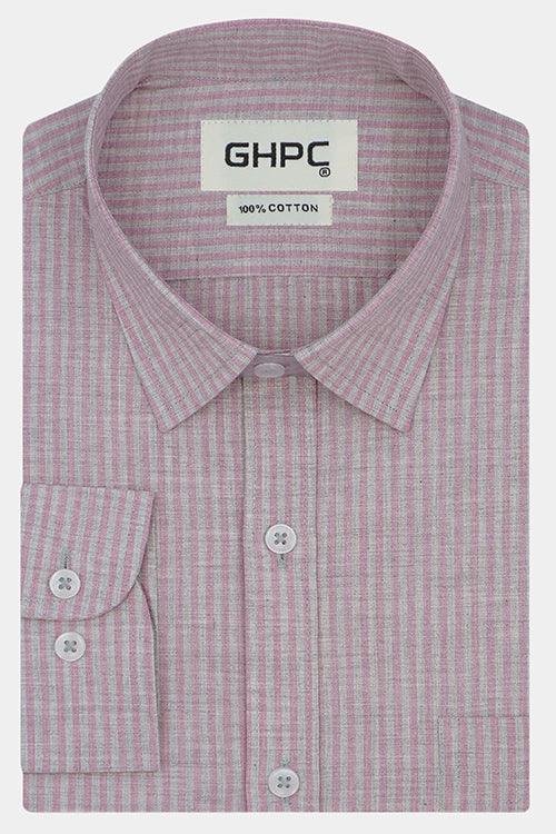 Men's 100% Cotton Candy Striped Full Sleeves Shirt (Pink)