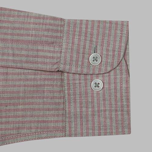Men's 100% Cotton Candy Striped Full Sleeves Shirt (Pink)