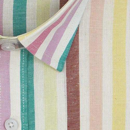 Men's 100% Cotton Candy Striped Half Sleeves Shirt (Multicolor)