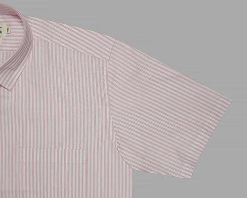 Men's 100% Cotton Candy Striped Half Sleeves Shirt (Pink)