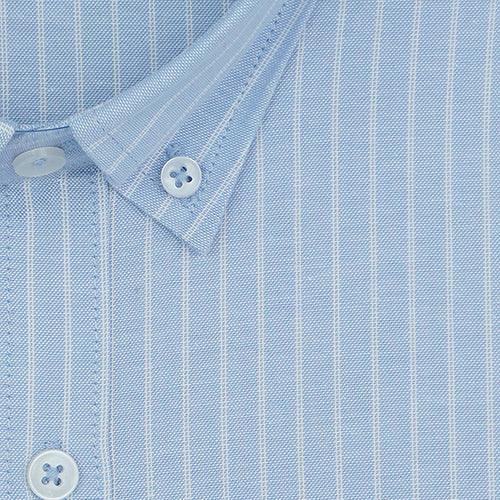 Men's 100% Cotton Chalk Striped Full Sleeves Shirt (Sky Blue)