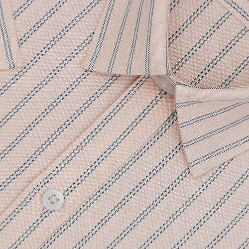 Men's 100% Cotton Chalk Striped Half Sleeves Shirt (Apricot)