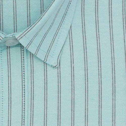 Men's 100% Cotton Chalk Striped Half Sleeves Shirt (Aqua)