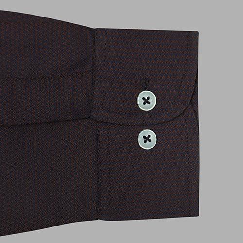 Men's 100% Cotton Dobby Self Design Full Sleeves Shirt (Brown)
