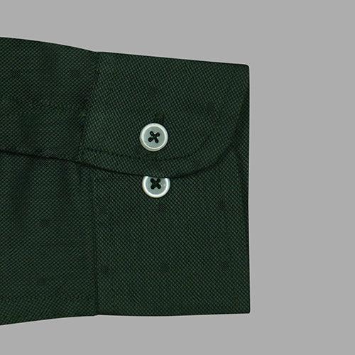 Men's 100% Cotton Dobby Self Design Full Sleeves Shirt (Forest Green)