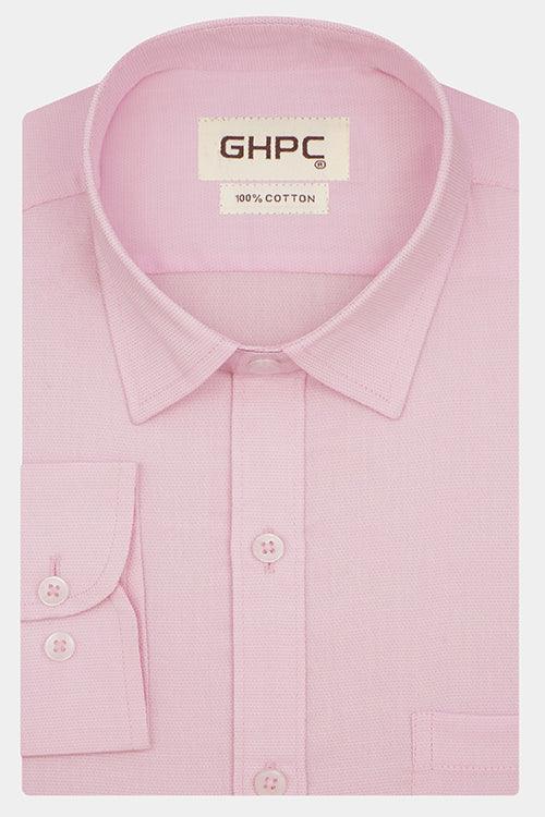 Men's 100% Cotton Dobby Self Design Full Sleeves Shirt (Pink)