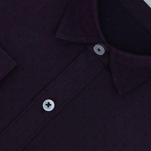 Men's 100% Cotton Dobby Self Design Full Sleeves Shirt (Purple)