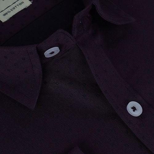 Men's 100% Cotton Dobby Self Design Full Sleeves Shirt (Purple)
