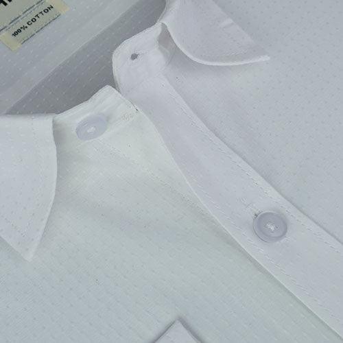 Men's 100% Cotton Dobby Self Design Full Sleeves Shirt (White)