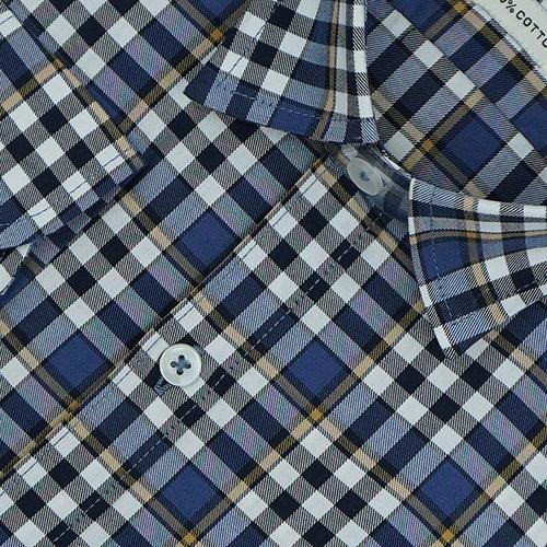 Men's 100% Cotton Dupplin Checkered Full Sleeves Shirt (Blue)