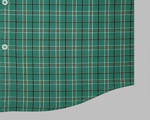 Men's 100% Cotton Dupplin Checkered Full Sleeves Shirt (Green)