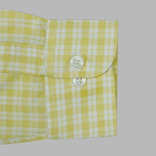 Men's 100% Cotton Dupplin Checkered Full Sleeves Shirt (Yellow)