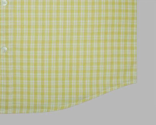 Men's 100% Cotton Dupplin Checkered Full Sleeves Shirt (Yellow)