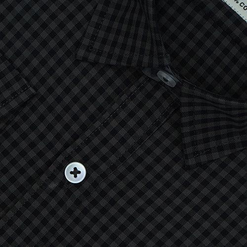 Men's 100% Cotton Gingham Checkered Full Sleeves Shirt (Black)