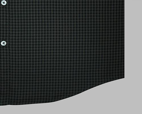 Men's 100% Cotton Gingham Checkered Full Sleeves Shirt (Black)