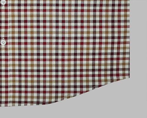 Men's 100% Cotton Gingham Checkered Full Sleeves Shirt (Maroon)