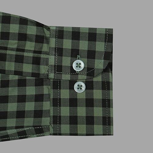 Men's 100% Cotton Gingham Checkered Full Sleeves Shirt (Olive)