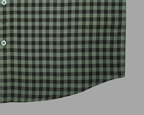 Men's 100% Cotton Gingham Checkered Full Sleeves Shirt (Olive)