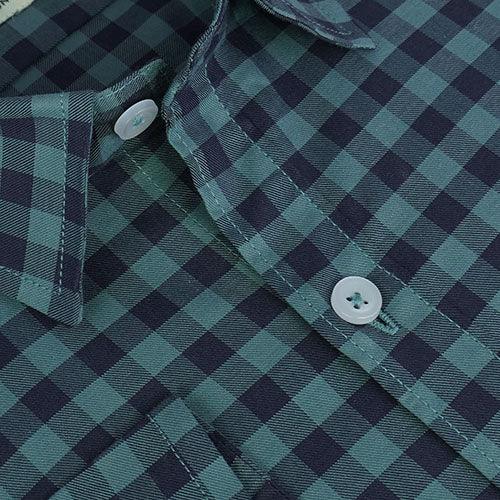 Men's 100% Cotton Gingham Checkered Full Sleeves Shirt (Sea Green)
