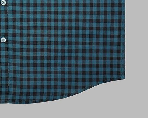 Men's 100% Cotton Gingham Checkered Full Sleeves Shirt (Sky Blue)